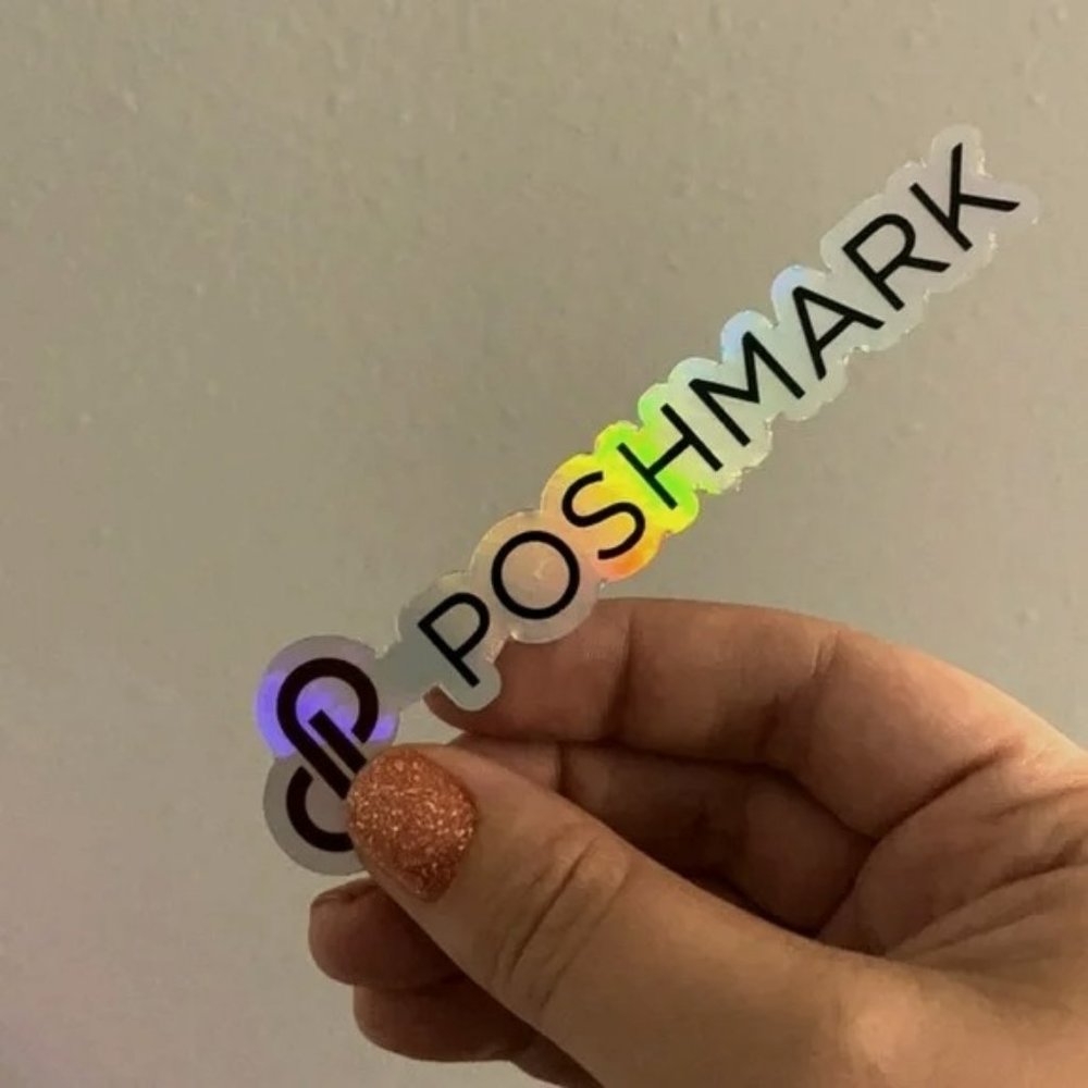 POSHMARK Sticker Holographic Metallic Silver Rainbow Shimmer Unicorn Poshmark